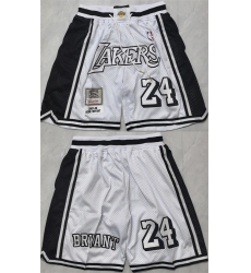 Men Los Angeles Lakers 24 Kobe Bryant White 2026 Shorts Men Los Angeles Lakers 24 Kobe Bryant White 2026 Shorts
