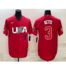 Men USA Baseball #3 Mookie Betts Number 2023 Red World Classic Stitched Jersey1 Men USA Baseball #3 Mookie Betts Number 2023 Red World Classic Stitched Jersey1