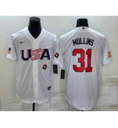 Men USA Baseball 31 Cedric Mullins 2023 White World Classic Stitched Jerseys Men USA Baseball 31 Cedric Mullins 2023 White World Classic Stitched Jerseys