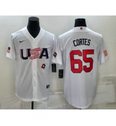 Men USA Baseball 65 Nestor Cortes 2023 White World Classic Stitched Jerseys Men USA Baseball 65 Nestor Cortes 2023 White World Classic Stitched Jerseys