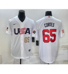 Men USA Baseball 65 Nestor Cortes Number 2023 White World Classic Stitched Jerseys Men USA Baseball 65 Nestor Cortes Number 2023 White World Classic Stitched Jerseys