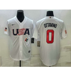 Men's USA Baseball #0 Adam Ottavino 2023 White World Baseball Classic Stitched Jersey Men's USA Baseball #0 Adam Ottavino 2023 White World Baseball Classic Stitched Jersey