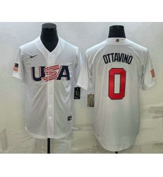 Men's USA Baseball #0 Adam Ottavino 2023 White World Baseball Classic Stitched Jerseys Men's USA Baseball #0 Adam Ottavino 2023 White World Baseball Classic Stitched Jerseys