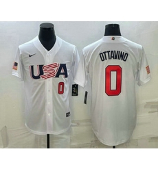 Mens USA Baseball #0 Adam Ottavino Number 2023 White World Baseball Classic Stitched Jersey Mens USA Baseball #0 Adam Ottavino Number 2023 White World Baseball Classic Stitched Jersey