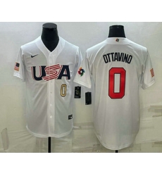 Men's USA Baseball #0 Adam Ottavino Number 2023 White World Baseball Classic Stitched Jerseys Men's USA Baseball #0 Adam Ottavino Number 2023 White World Baseball Classic Stitched Jerseys