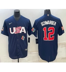 Men's USA Baseball #12 Kyle Schwarber 2023 Navy World Baseball Classic Stitched Jersey Men's USA Baseball #12 Kyle Schwarber 2023 Navy World Baseball Classic Stitched Jersey