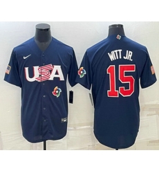 Men's USA Baseball #15 Bobby Witt Jr 2023 Navy World Baseball Classic Stitched Jersey Men's USA Baseball #15 Bobby Witt Jr 2023 Navy World Baseball Classic Stitched Jersey