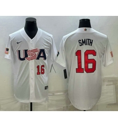 Mens USA Baseball #16 Will Smith Number 2023 White World Baseball Classic Stitched Jersey Mens USA Baseball #16 Will Smith Number 2023 White World Baseball Classic Stitched Jersey
