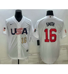 Men's USA Baseball #16 Will Smith Number 2023 White World Baseball Classic Stitched Jerseys Men's USA Baseball #16 Will Smith Number 2023 White World Baseball Classic Stitched Jerseys