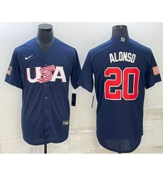 Men's USA Baseball #20 Pete Alonso 2023 Navy World Baseball Classic Stitched Jersey Men's USA Baseball #20 Pete Alonso 2023 Navy World Baseball Classic Stitched Jersey