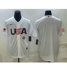 Men's USA Baseball 2023 White World Baseball Blank Classic Replica Stitched Jersey Men's USA Baseball 2023 White World Baseball Blank Classic Replica Stitched Jersey