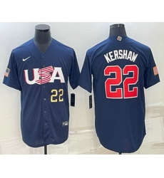 Mens USA Baseball #22 Clayton Kershaw Number 2023 Navy World Baseball Classic Stitched Jersey Mens USA Baseball #22 Clayton Kershaw Number 2023 Navy World Baseball Classic Stitched Jersey