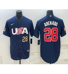 Men's USA Baseball #28 Nolan Arenado Number 2023 Navy World Baseball Classic Stitched Jerseys Men's USA Baseball #28 Nolan Arenado Number 2023 Navy World Baseball Classic Stitched Jerseys