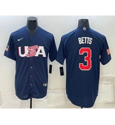 Men's USA Baseball #3 Mookie Betts 2023 Navy World Baseball Classic Stitched Jerseys Men's USA Baseball #3 Mookie Betts 2023 Navy World Baseball Classic Stitched Jerseys