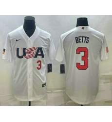 Mens USA Baseball #3 Mookie Betts Number 2023 White World Baseball Classic Replica Stitched Jersey 9 Mens USA Baseball #3 Mookie Betts Number 2023 White World Baseball Classic Replica Stitched Jersey 9