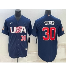Men's USA Baseball #30 Kyle Tucker Number 2023 Navy World Baseball Classic Stitched Jerseys Men's USA Baseball #30 Kyle Tucker Number 2023 Navy World Baseball Classic Stitched Jerseys