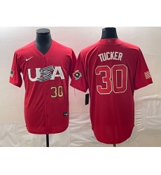 Men's USA Baseball #30 Kyle Tucker Number 2023 Red World Classic With Patch Stitched Jersey Men's USA Baseball #30 Kyle Tucker Number 2023 Red World Classic With Patch Stitched Jersey
