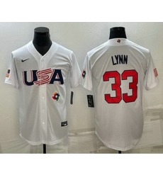 Men's USA Baseball #33 Lance Lynn 2023 White World Baseball Classic Stitched Jerseys Men's USA Baseball #33 Lance Lynn 2023 White World Baseball Classic Stitched Jerseys