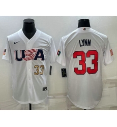 Men's USA Baseball #33 Lance Lynn Number 2023 White World Baseball Classic Stitched Jerseys Men's USA Baseball #33 Lance Lynn Number 2023 White World Baseball Classic Stitched Jerseys