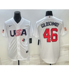 Men's USA Baseball #46 Paul Goldschmidt 2023 White World Baseball Classic Stitched Jersey Men's USA Baseball #46 Paul Goldschmidt 2023 White World Baseball Classic Stitched Jersey