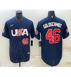 Men's USA Baseball #46 Paul Goldschmidt Number 2023 Navy World Baseball Classic Stitched Jerseys Men's USA Baseball #46 Paul Goldschmidt Number 2023 Navy World Baseball Classic Stitched Jerseys