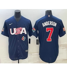 Men's USA Baseball #7 Tim Anderson 2023 Navy World Baseball Classic Stitched Jerseys Men's USA Baseball #7 Tim Anderson 2023 Navy World Baseball Classic Stitched Jerseys