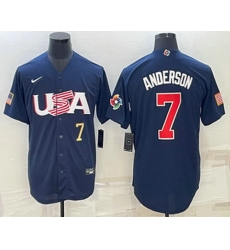 Men's USA Baseball #7 Tim Anderson Number 2023 Navy World Baseball Classic Stitched Jersey Men's USA Baseball #7 Tim Anderson Number 2023 Navy World Baseball Classic Stitched Jersey