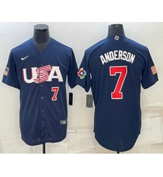 Men's USA Baseball #7 Tim Anderson Number 2023 Navy World Baseball Classic Stitched Jerseys Men's USA Baseball #7 Tim Anderson Number 2023 Navy World Baseball Classic Stitched Jerseys