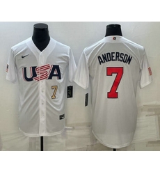 Men's USA Baseball #7 Tim Anderson Number 2023 White World Baseball Classic Stitched Jersey Men's USA Baseball #7 Tim Anderson Number 2023 White World Baseball Classic Stitched Jersey