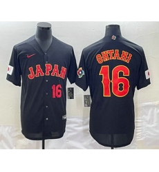Mens Japan Baseball #16 Shohei Ohtani Number 2023 Black World Classic Stitched Jersey Mens Japan Baseball #16 Shohei Ohtani Number 2023 Black World Classic Stitched Jersey