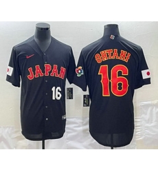 Men's Japan Baseball #16 Shohei Ohtani Number 2023 Black World Classic Stitched Jerseys Men's Japan Baseball #16 Shohei Ohtani Number 2023 Black World Classic Stitched Jerseys