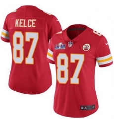 Women Kansas City Chiefs 87 Travis Kelce Red Vapor Untouchable Limited Stitched Football 2024 Super Bowl LVIII Jersey Women Kansas City Chiefs 87 Travis Kelce Red Vapor Untouchable Limited Stitched Football 2024 Super Bowl LVIII Jersey