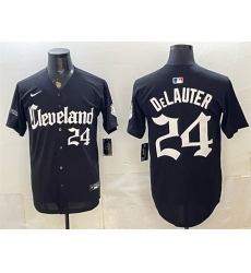 Men Cleveland Guardians 24 Chase DeLauter Black Gothic Vapor Premier Limited Stitched Baseball Jersey Men Cleveland Guardians 24 Chase DeLauter Black Gothic Vapor Premier Limited Stitched Baseball Jersey