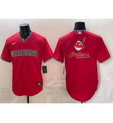 Men Cleveland Guardians Team Big Logo Red Cool Base Stitched Baseball Jersey Men Cleveland Guardians Team Big Logo Red Cool Base Stitched Baseball Jersey
