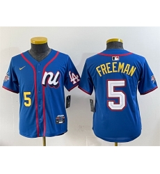 Youth National League 5 Freddie Freeman Blue 2025 All Star Edition Limited Stitched Baseball Jersey Youth National League 5 Freddie Freeman Blue 2025 All Star Edition Limited Stitched Baseball Jersey