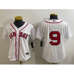 Women Boston Red Sox 9 Ted Williams White Cool Base Stitched Baseball Jersey 
