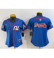 Women National League Atlanta Braves Team Big Logo Blue 2025 All Star Edition Limited Stitched Baseball Jersey Women National League Atlanta Braves Team Big Logo Blue 2025 All Star Edition Limited Stitched Baseball Jersey