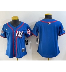 Women National League New York Mets Blank Blue 2025 All Star Edition Limited Stitched Baseball Jersey Women National League New York Mets Blank Blue 2025 All Star Edition Limited Stitched Baseball Jersey