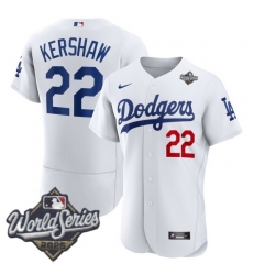 Men Los Angeles Dodgers 22 Clayton Kershaw 2025 World Series Cool Base Stitched Baseball Jersey White Men Los Angeles Dodgers 22 Clayton Kershaw 2025 World Series Cool Base Stitched Baseball Jersey White