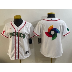 Youth Mexico Baseball White 2026 World Baseball Classic Big Logo Home Stadium Stitched Baseball Jerseys