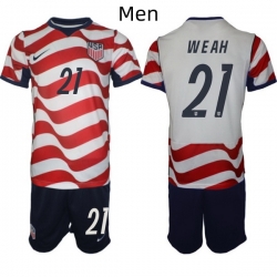 USA FIFA World Cup 2026 Soccer Red Home Jersey Timothy Weah #21