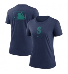 Women Seattle Mariners Navy Early Work Tri Blend Dri FIT T Shirt Women Seattle Mariners Navy Early Work Tri Blend Dri FIT T Shirt